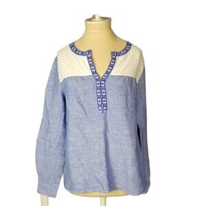 Vineyard Vines Women's Blue/White Embellished Linen/Cotton Small